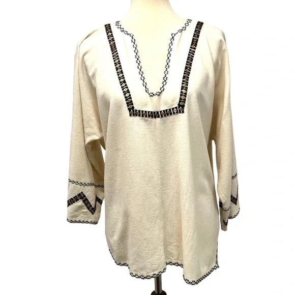 Ulla Johnson Silk Cream Embroidered Split Neck Peasant Top Women’s 8 - Picture 10 of 10